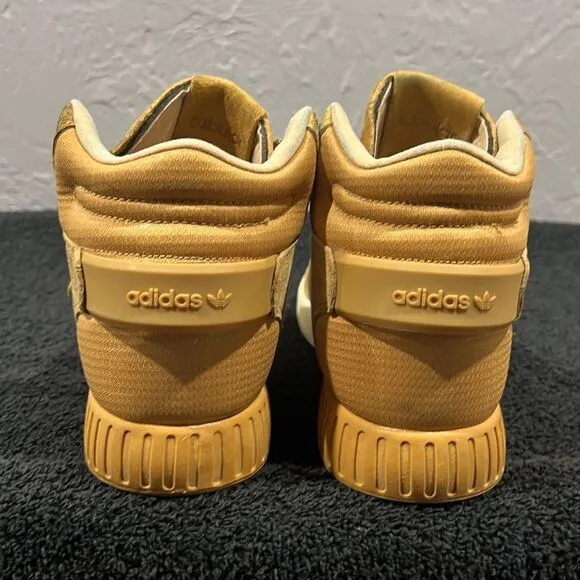 🔥🔥 Adidas Tubular Invader Tan Suede Hi-Top Strap Sneaker Shoes Men Sz 6 - EUC