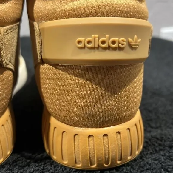 🔥🔥 Adidas Tubular Invader Tan Suede Hi-Top Strap Sneaker Shoes Men Sz 6 - EUC