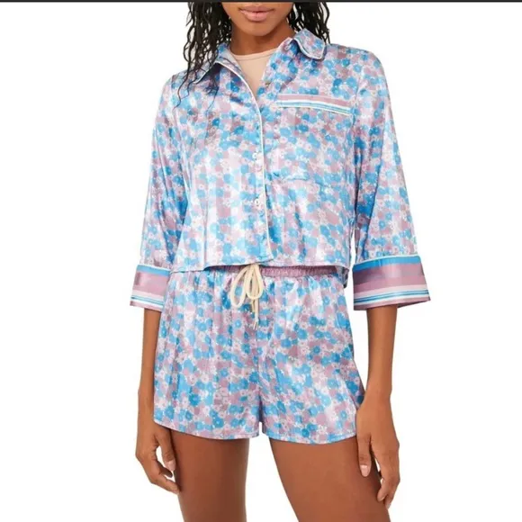💫 FREE PEOPLE®  Pillow Talk Pajama Short Set in Cool Lavender Combo