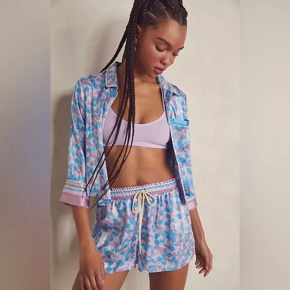 💫 FREE PEOPLE®  Pillow Talk Pajama Short Set in Cool Lavender Combo