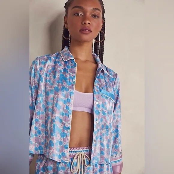💫 FREE PEOPLE®  Pillow Talk Pajama Short Set in Cool Lavender Combo