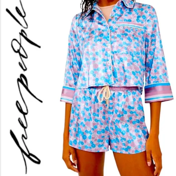 💫 FREE PEOPLE®  Pillow Talk Pajama Short Set in Cool Lavender Combo