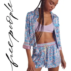 💫 FREE PEOPLE®  Pillow Talk Pajama Short Set in Cool Lavender Combo