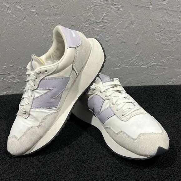 🔥🔥 NEW BALANCE 237 V1 Classic Sneaker Grey/Violet/White Women Sz 9 - EXCELLENT