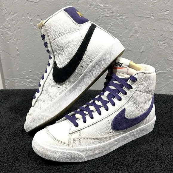 🔥🔥 NIKE Blazer Mid '77 Vintage Leather SNEAKER Shoes White Purple Black Men Sz