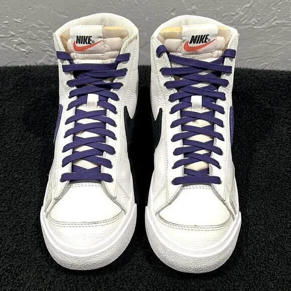 🔥🔥 NIKE Blazer Mid '77 Vintage Leather SNEAKER Shoes White Purple Black Men Sz