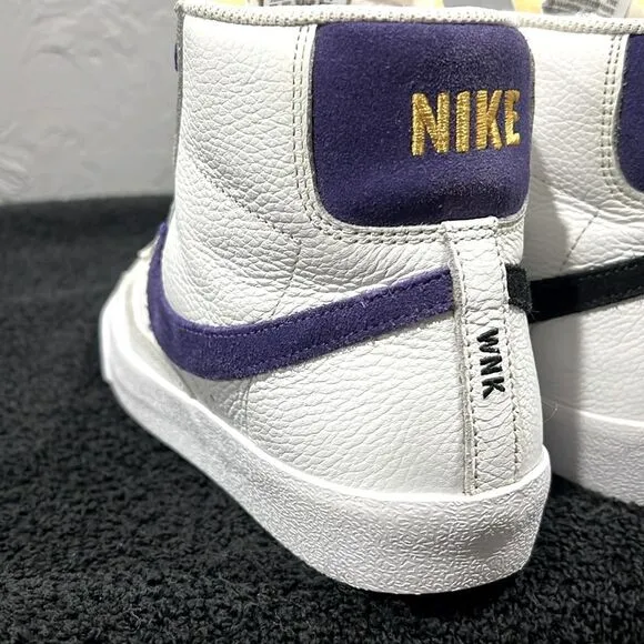 🔥🔥 NIKE Blazer Mid '77 Vintage Leather SNEAKER Shoes White Purple Black Men Sz