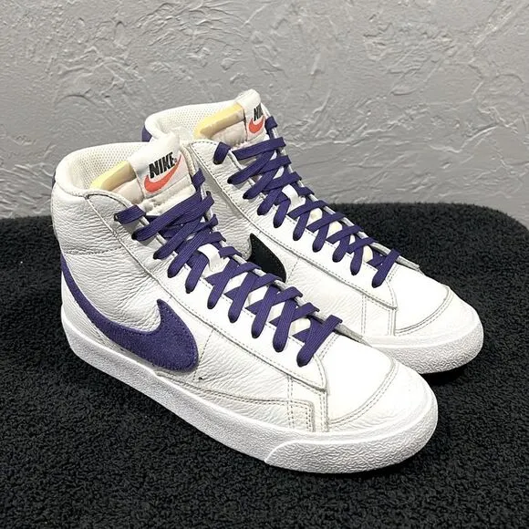 🔥🔥 NIKE Blazer Mid '77 Vintage Leather SNEAKER Shoes White Purple Black Men Sz