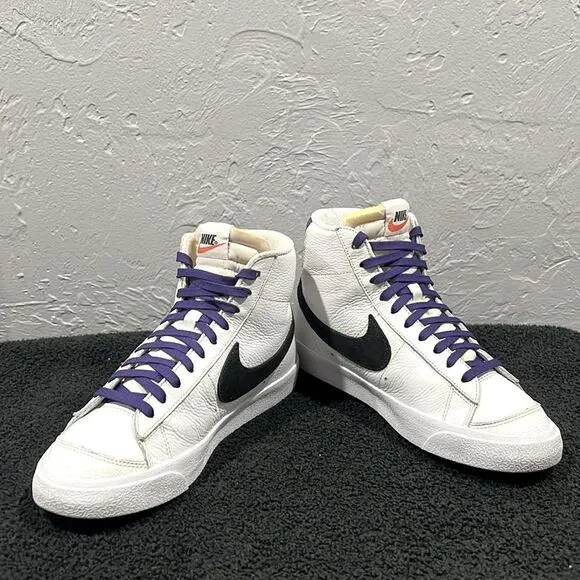 🔥🔥 NIKE Blazer Mid '77 Vintage Leather SNEAKER Shoes White Purple Black Men Sz
