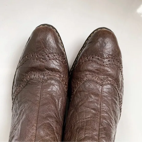 🍩 RIEKER DARK BROWN LEATHER SIDE BUCKLE CHUNKY HEEL BOOTIES!