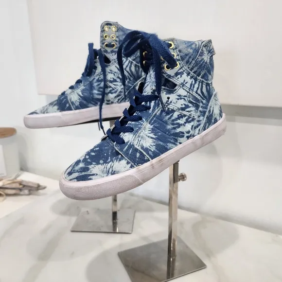 [ SUPRA] boys size 5,- or mens size 3, blue&amp; white hi top &quot; SKYFALL&quot; sneakers