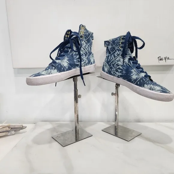 [ SUPRA] boys size 5,- or mens size 3, blue&amp; white hi top &quot; SKYFALL&quot; sneakers