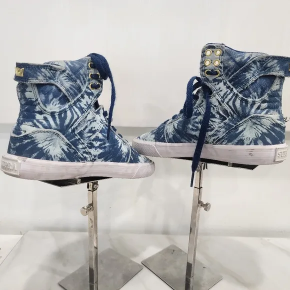 [ SUPRA] boys size 5,- or mens size 3, blue&amp; white hi top &quot; SKYFALL&quot; sneakers