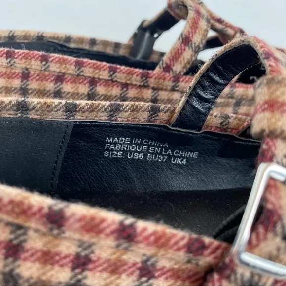 🆕 URBAN OUTFITTERS Tonia Plaid doublestrap Chunky Mary Jane shoes Womens size 6