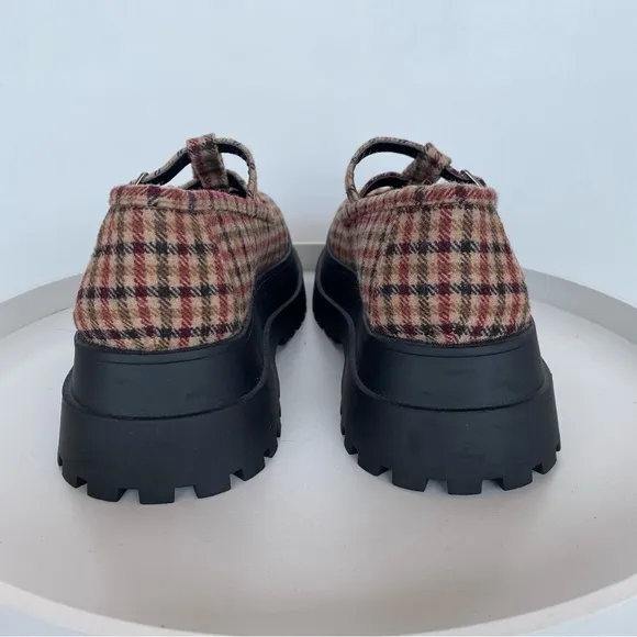 🆕 URBAN OUTFITTERS Tonia Plaid doublestrap Chunky Mary Jane shoes Womens size 6