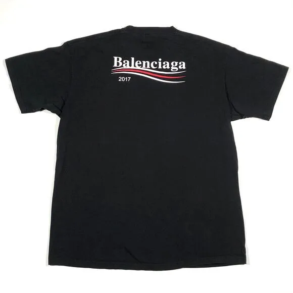 2017 Balenciaga Political Campaign Tee T Shirt Black Size Small S Designer B8