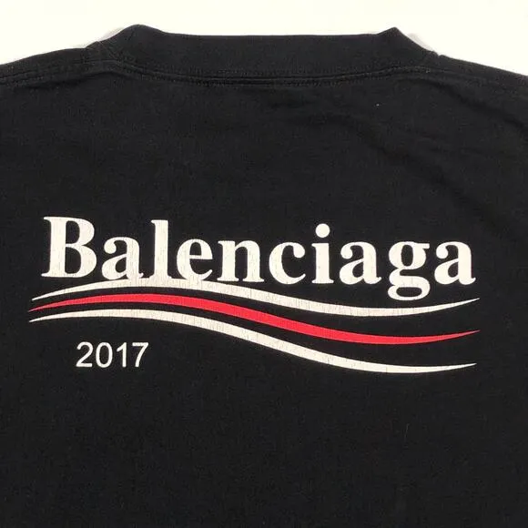 2017 Balenciaga Political Campaign Tee T Shirt Black Size Small S Designer B8