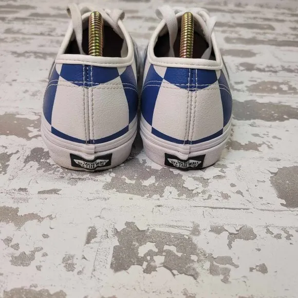 2490‎ Vans Authentic Leather Check Blue/White Men's 7.5