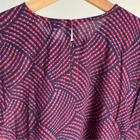 $395 NWT Rhode Ella Cotton Dress in Woven Geo Red Sz Small