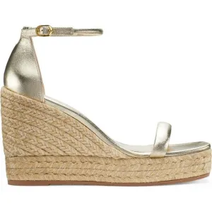$450 STUART WEITZMAN Nudist Espadrille PLATFORM SANDAL PLATINO 9 C WIDE (D8)