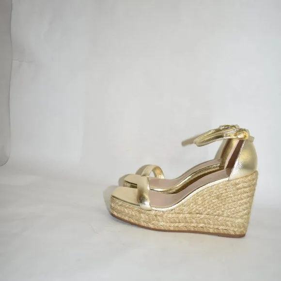 $450 STUART WEITZMAN Nudist Espadrille PLATFORM SANDAL PLATINO 9 C WIDE (D8)