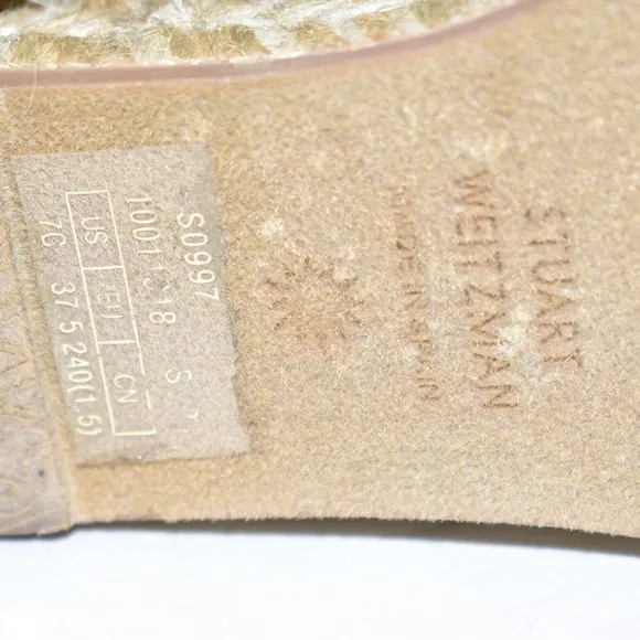 $450 STUART WEITZMAN Nudist Espadrille PLATFORM SANDAL PLATINO 9 C WIDE (D8)