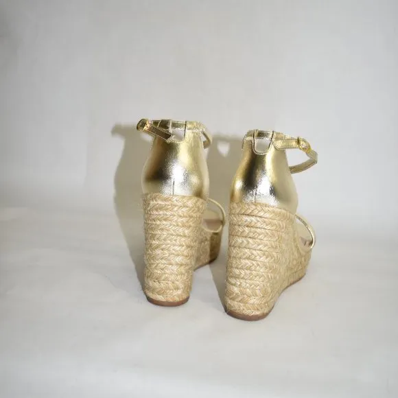 $450 STUART WEITZMAN Nudist Espadrille PLATFORM SANDAL PLATINO 9 C WIDE (D8)