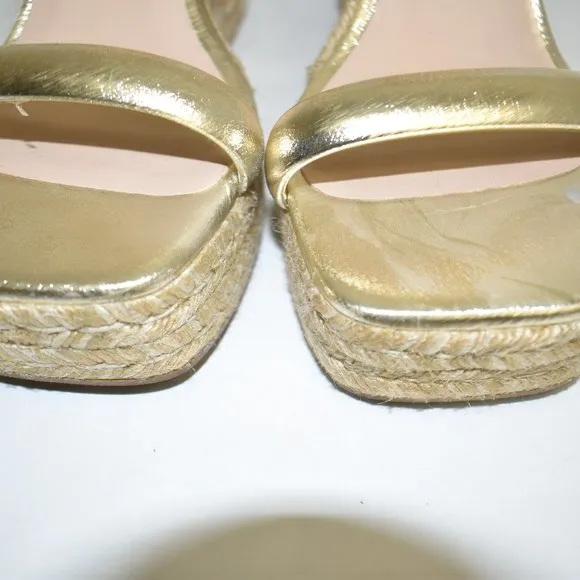 $450 STUART WEITZMAN Nudist Espadrille PLATFORM SANDAL PLATINO 9 C WIDE (D8)