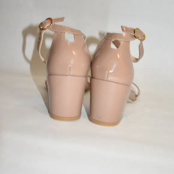$450 STUART WEITZMAN Simple Ankle Strap Sandal PATENT CHUNKY TAN BROWN 6 (D15)