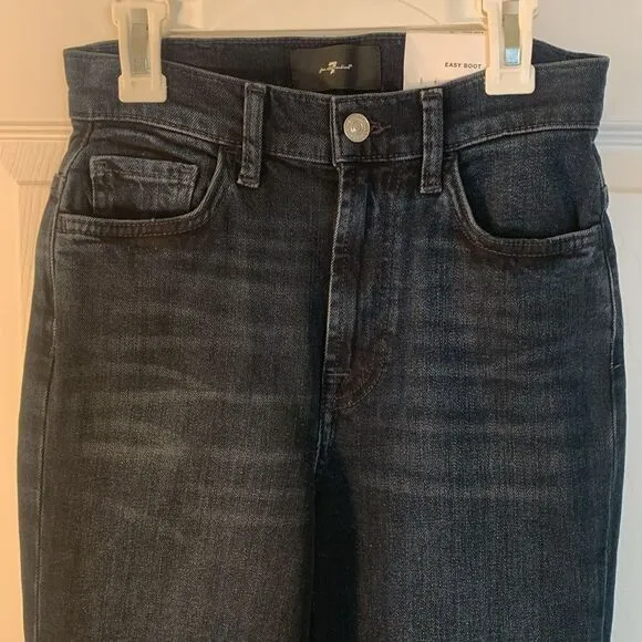 7 FOR ALL MANKIND JEANS DARK WASH ‘EASY BOOT’ HIGH WAISTED BOOT CUT SZ 24 NWT