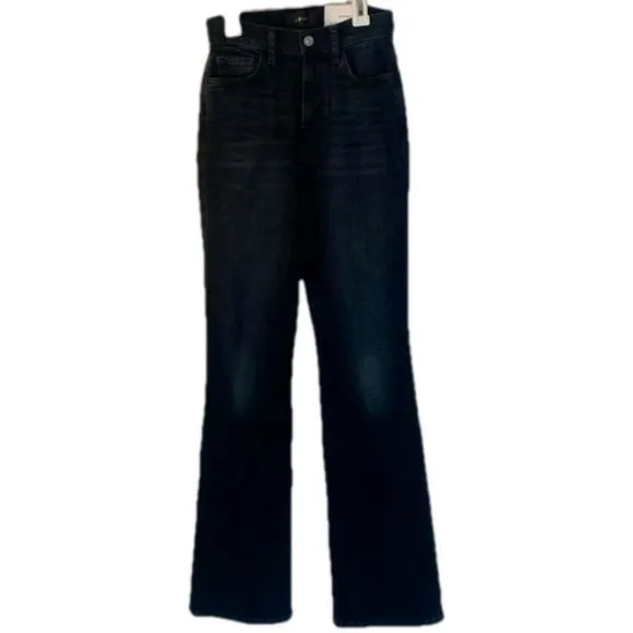 7 FOR ALL MANKIND JEANS DARK WASH ‘EASY BOOT’ HIGH WAISTED BOOT CUT SZ 24 NWT