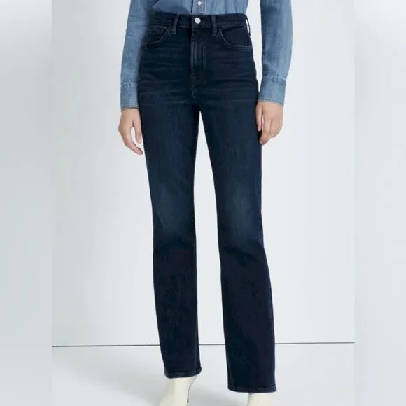 7 FOR ALL MANKIND JEANS DARK WASH ‘EASY BOOT’ HIGH WAISTED BOOT CUT SZ 24 NWT