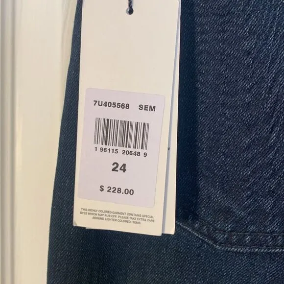 7 FOR ALL MANKIND JEANS DARK WASH ‘EASY BOOT’ HIGH WAISTED BOOT CUT SZ 24 NWT