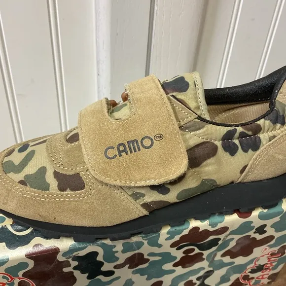 80s Camo Velcro Shoes 3.5 Vintage Pearland Texas