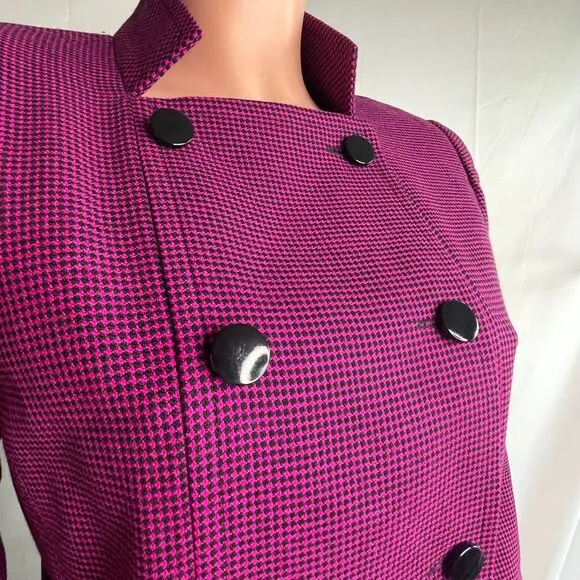 80s vintage‎ Nina Ricci pink houndstooth double breasted wool blazer, US 6