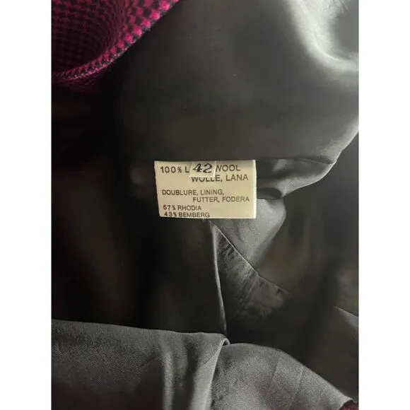 80s vintage‎ Nina Ricci pink houndstooth double breasted wool blazer, US 6