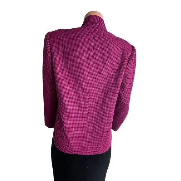 80s vintage‎ Nina Ricci pink houndstooth double breasted wool blazer, US 6