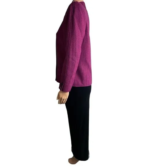 80s vintage‎ Nina Ricci pink houndstooth double breasted wool blazer, US 6