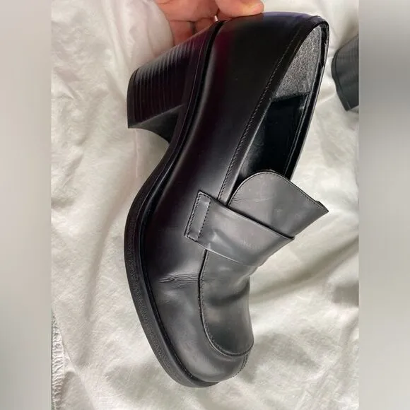 90s Heeled Loafer Black Leather Nine West Shoes