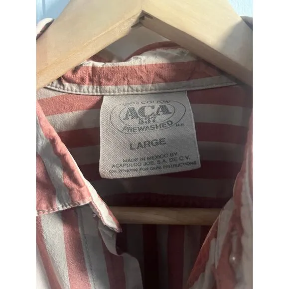 ACA striped button down red and beige size large