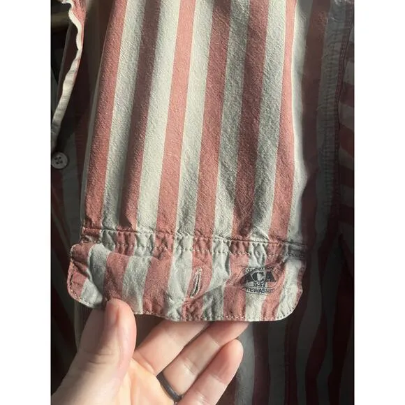 ACA striped button down red and beige size large