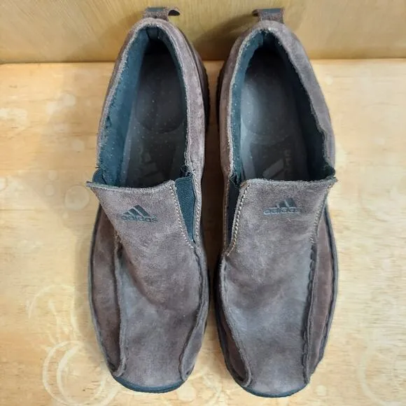 Adidas 667327 Men's US 11 Brown Suede Leather Slip On Comfort Walking Shoes NWOT