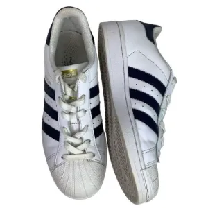 Adidas Classic SUPERSTAR White/Blue Leather Low Top Men’s Sneaker Shoes Sz 7.5