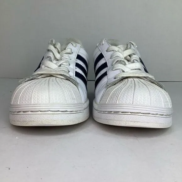 Adidas Classic SUPERSTAR White/Blue Leather Low Top Men’s Sneaker Shoes Sz 7.5