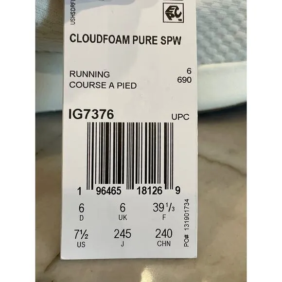 Adidas Cloudform Pure Women’s Shoes 7.5 NWT