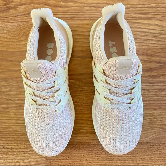Adidas cream pink ash Pearl ultraboost 4.0 knit lace up sneakers athletic shoes