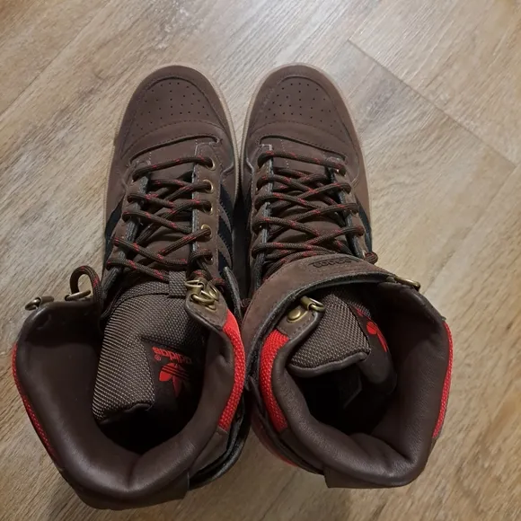 Adidas Forum OG High Brown Black Stripes Red High-Top Sneakers Men's   Size 9.5