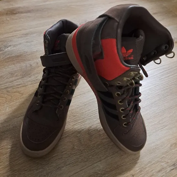 Adidas Forum OG High Brown Black Stripes Red High-Top Sneakers Men's   Size 9.5