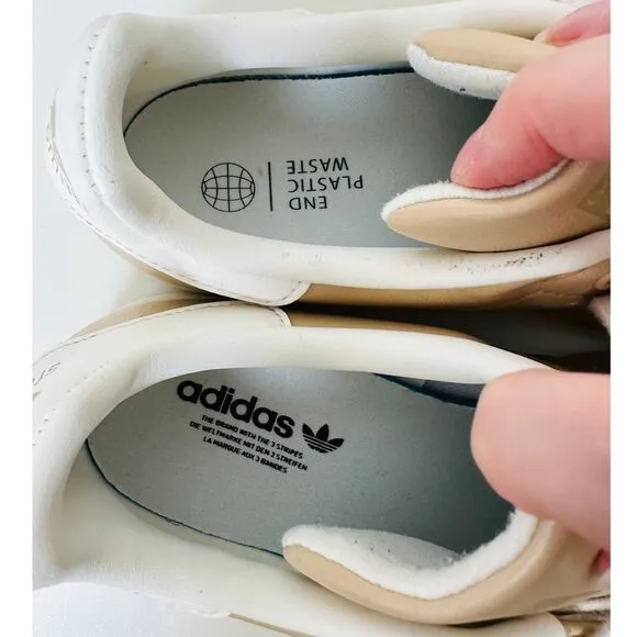Adidas Gold Stan Smith Colab Tan &amp; White Leather Lace up Sneaker Shoes 8
