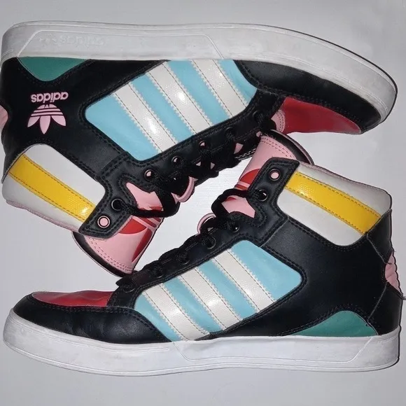ADIDAS Hardcourt High White/Black/Pink Grade School Girls' Shoes